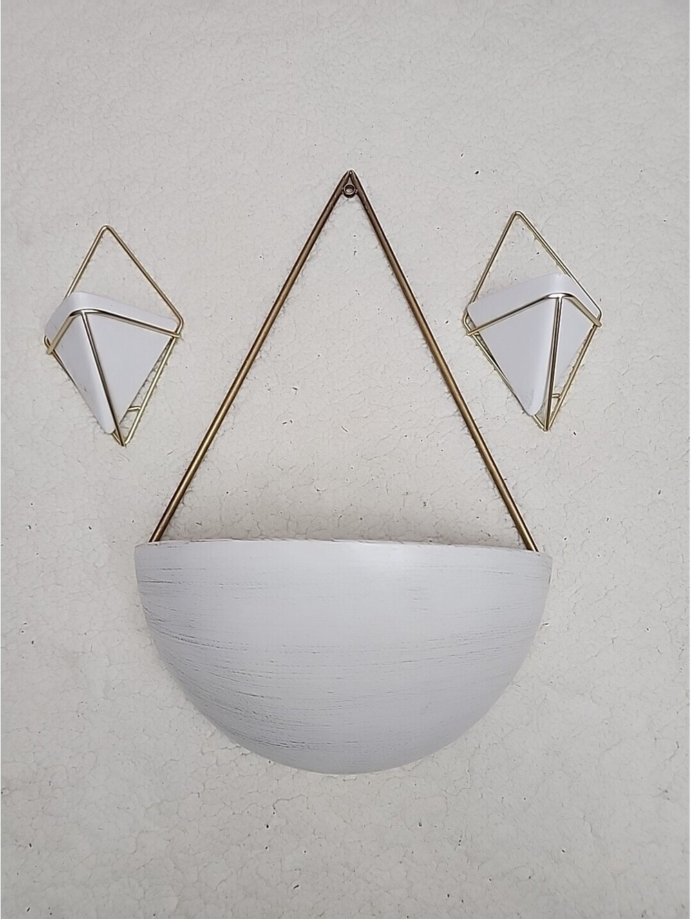 Pottery Barn Arabella Half Sphere Metal Wall Planters (2) White